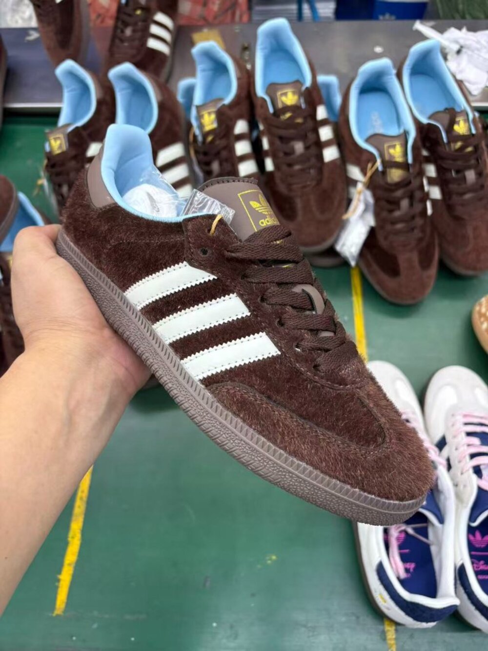 Adidas Samba Brown Pony Hair White Stripe Sneakers